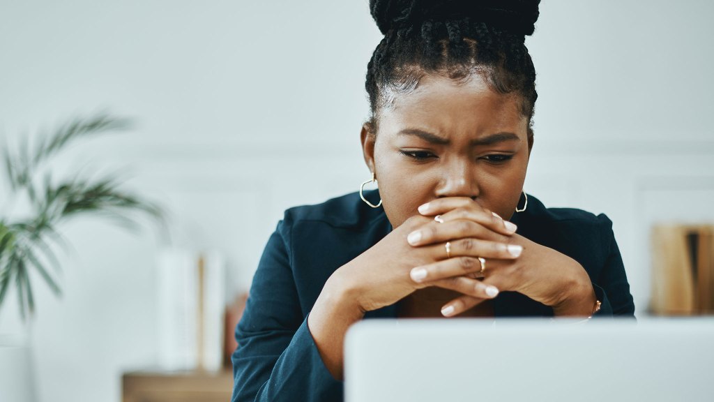 Woman looking at computer